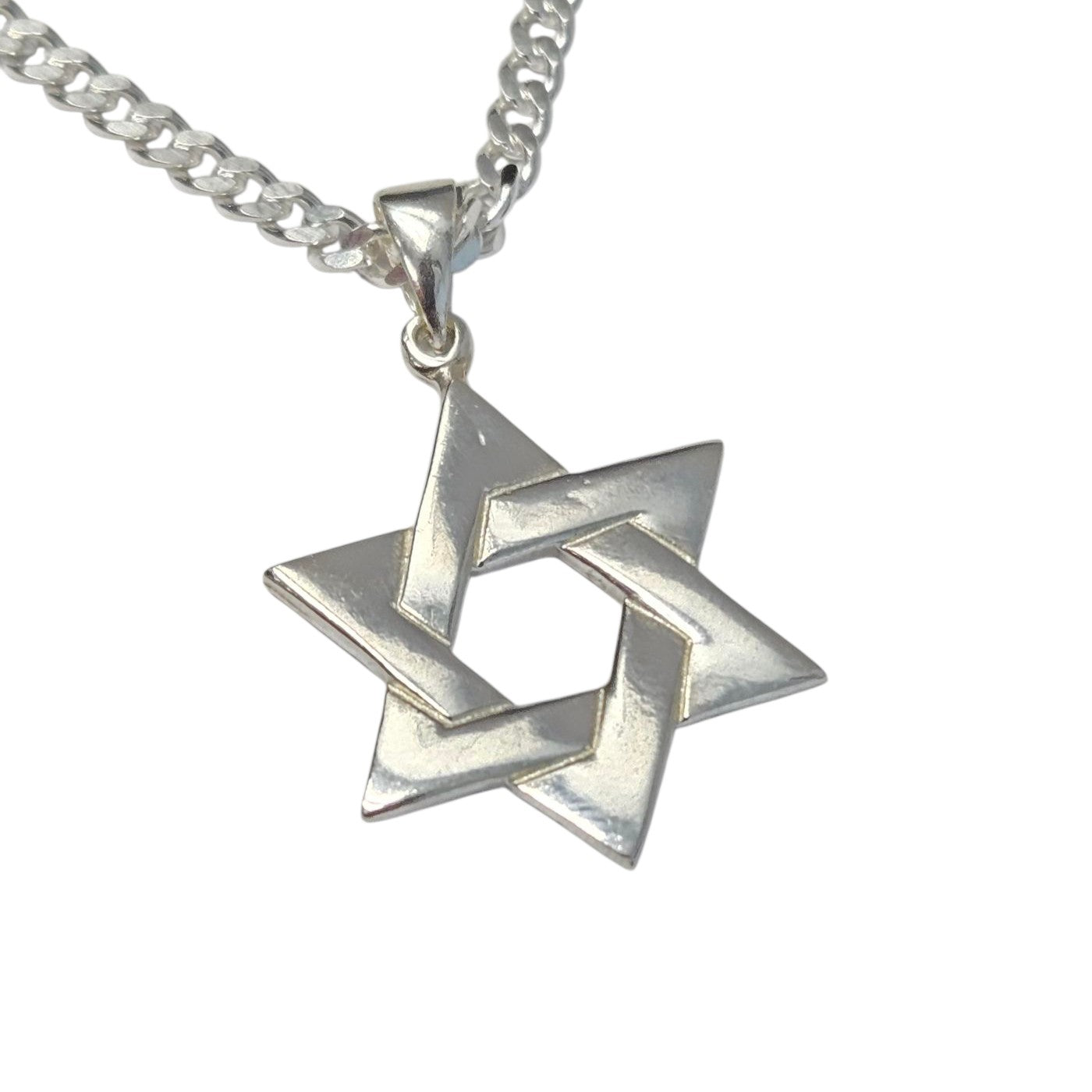 Sterling Silver Woven Star of David Necklace Men's