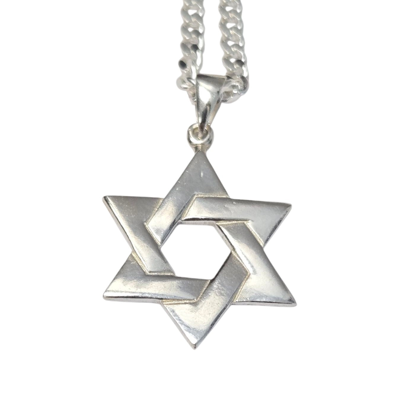 Sterling Silver Woven Star of David Necklace Men's