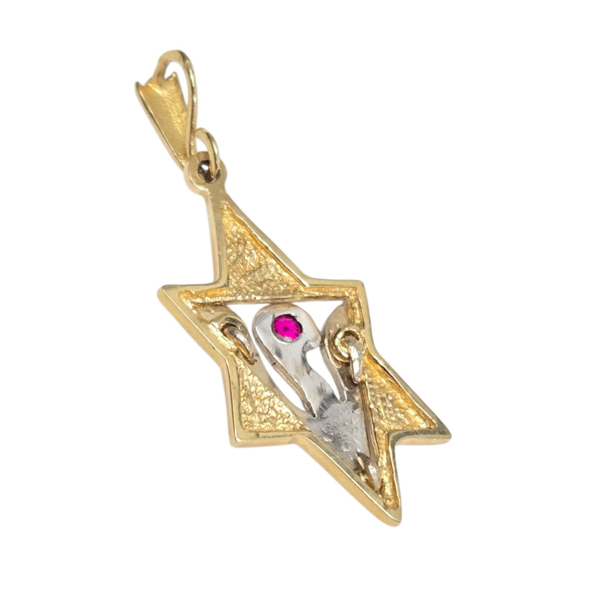 14k Yellow & White Gold Ruby Jewish Star of David Pendant Dove