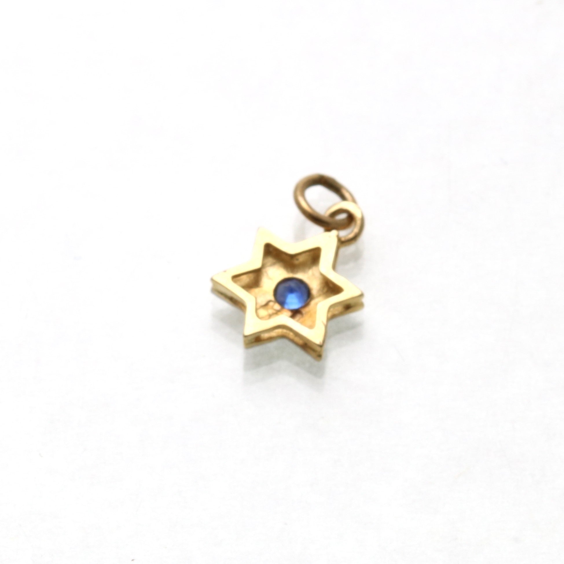 14k Yellow & White Gold Blue Sapphire Star of David Starburst