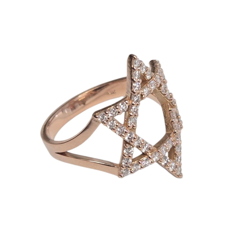 14k Rose Gold Diamond Jewish Star of David Ring