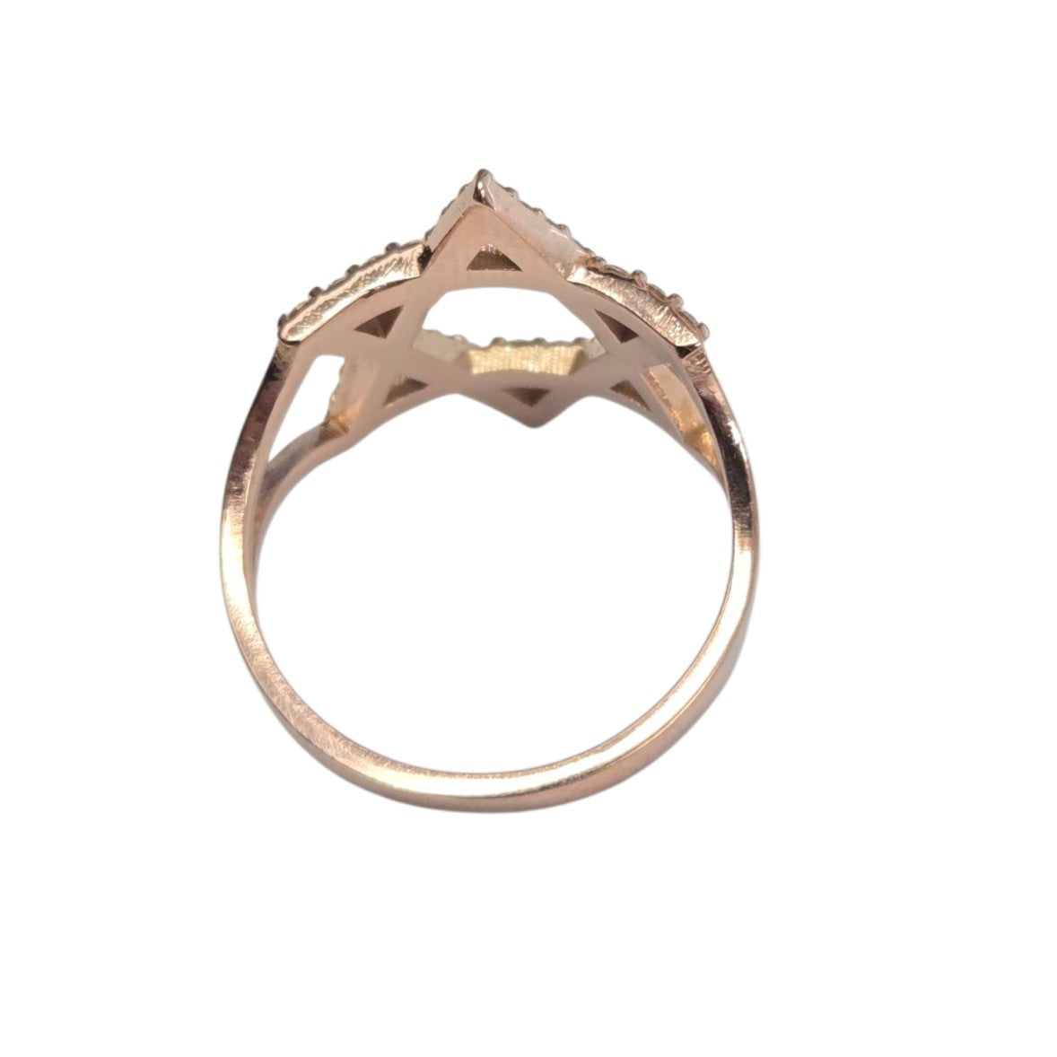 14k Rose Gold Diamond Jewish Star of David Ring