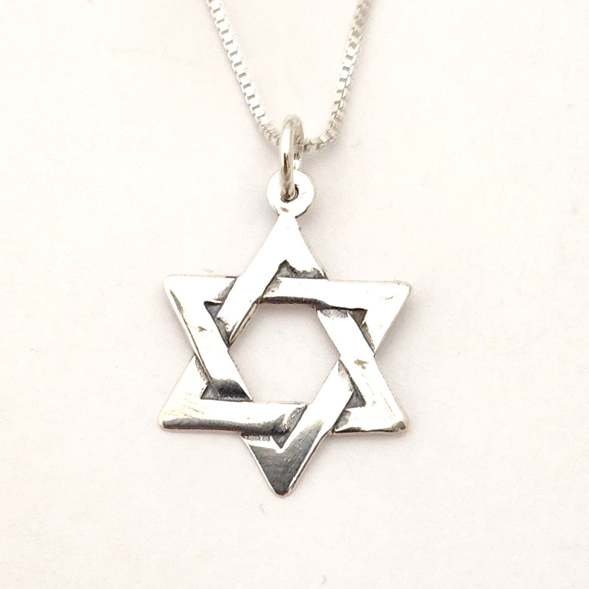 Sterling Silver Woven Star of David Oxidized Necklace