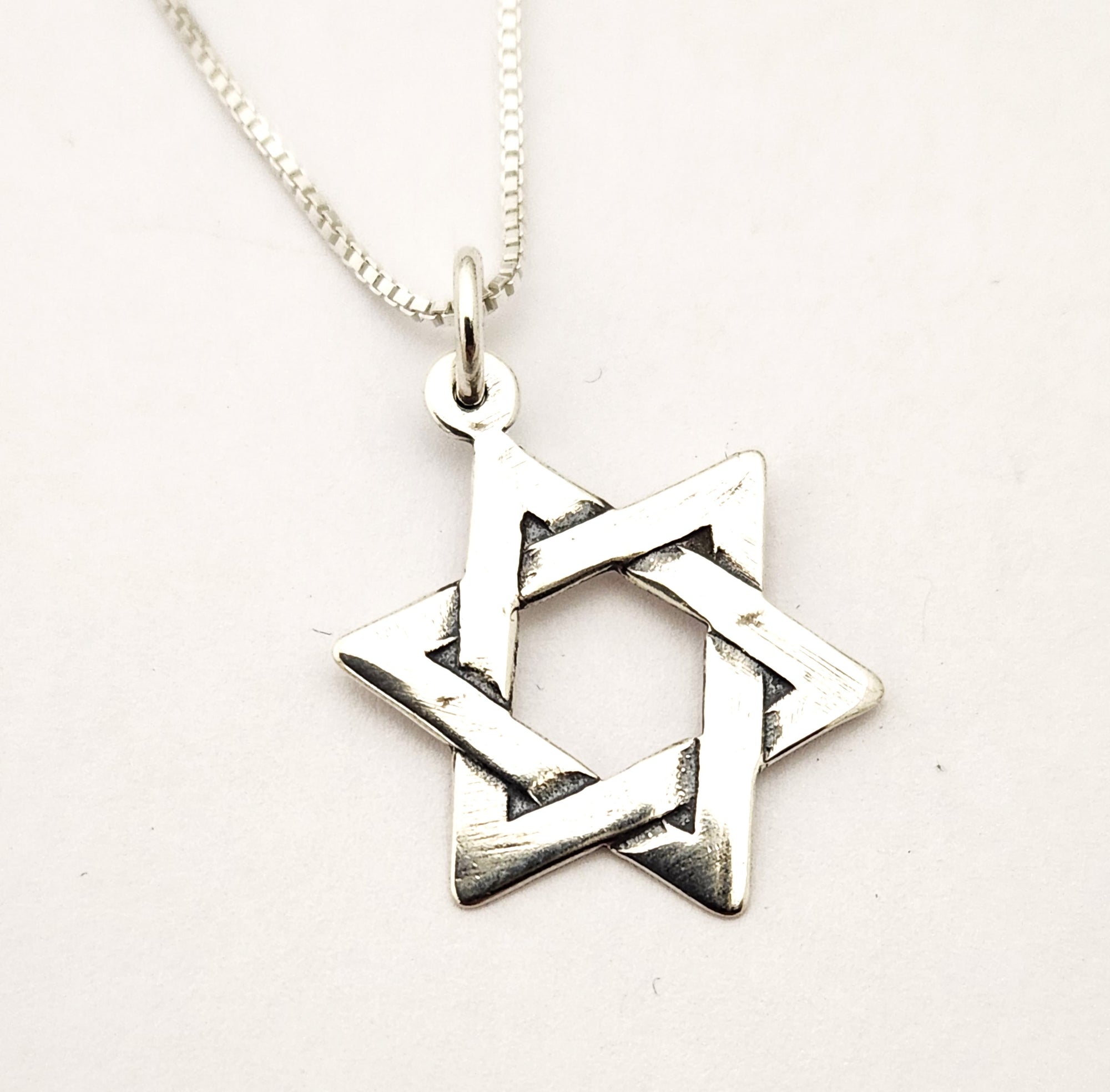Sterling Silver Woven Star of David Oxidized Necklace