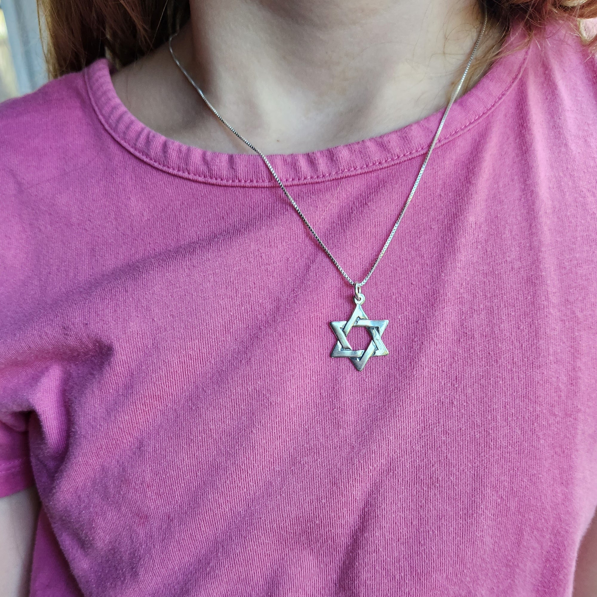 Sterling Silver Woven Star of David Oxidized Necklace