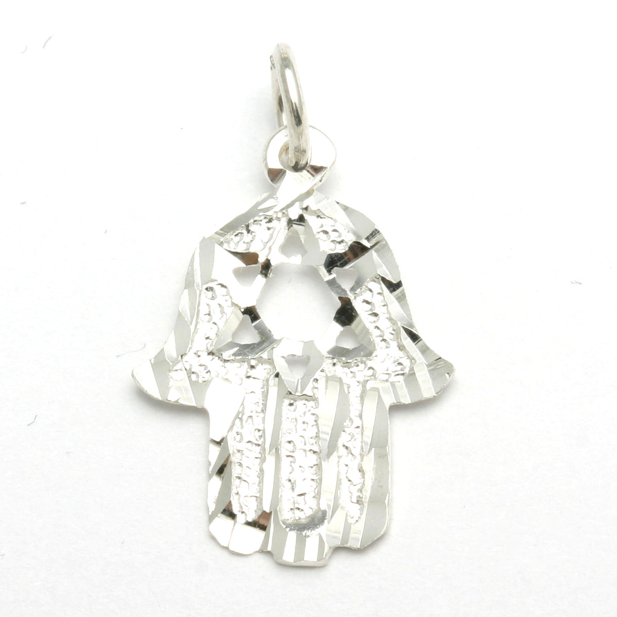 Sterling Silver Jewish Star of David Hamsa Pendant - JewelryJudaica