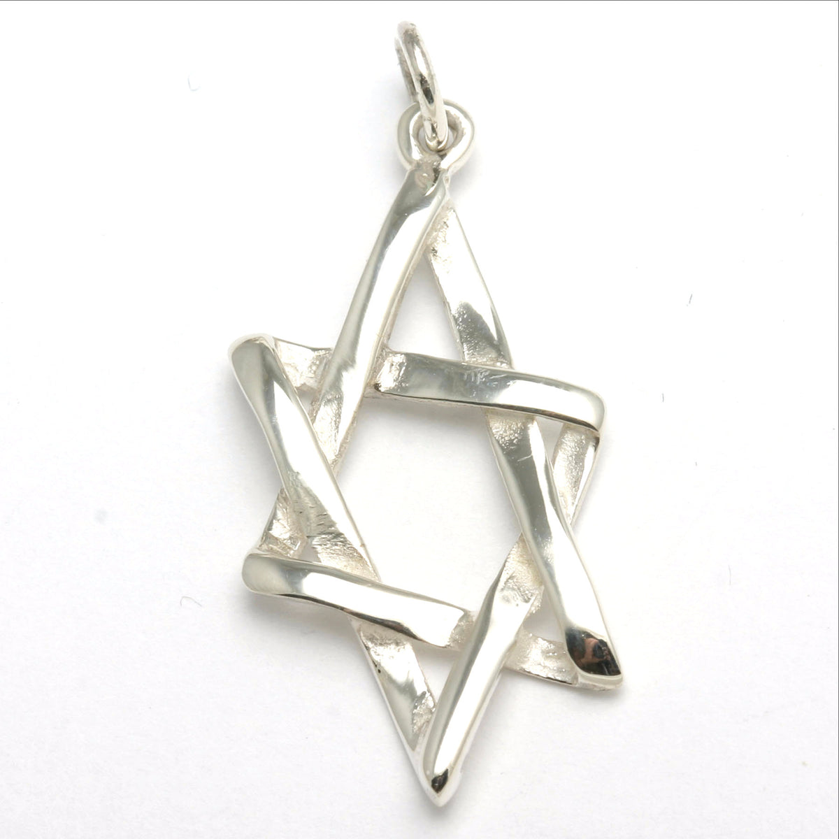 Sterling Silver Star of David Pendant Large Angled - JewelryJudaica