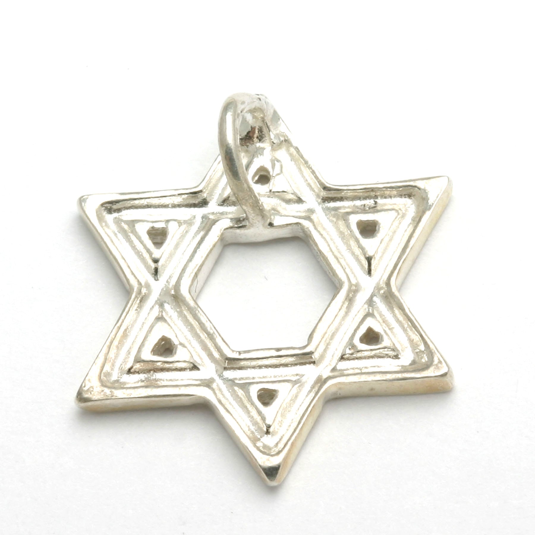 Sterling Silver Star of David Pendant Woven Solid - JewelryJudaica