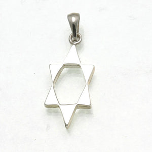 Sterling Silver Star of David Solid Pendant Modern Elongated - JewelryJudaica