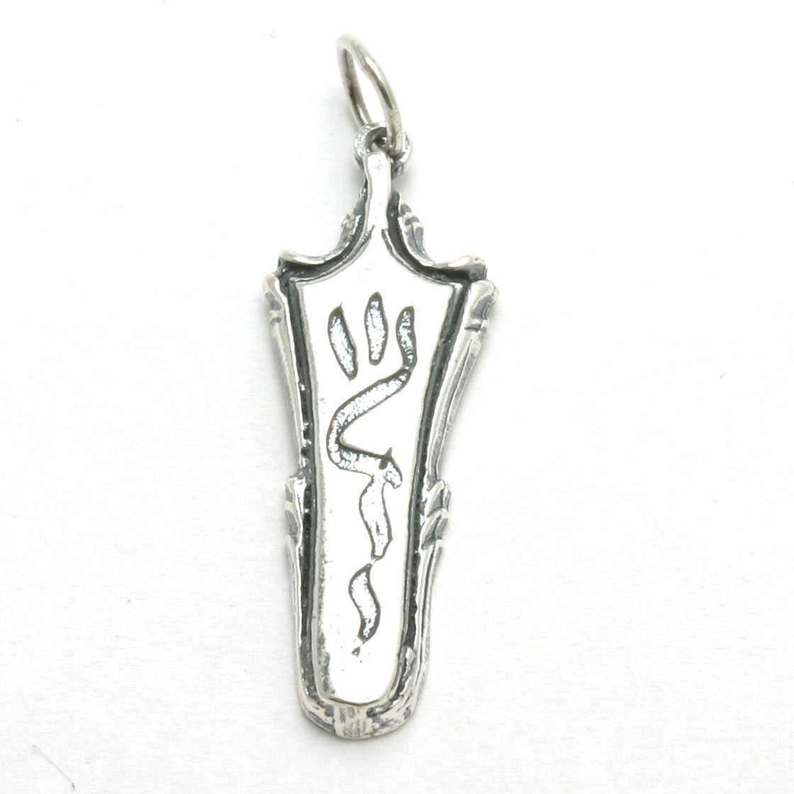 Sterling Silver Mezuzah Pendant Shadai Modern Oxidized - JewelryJudaica