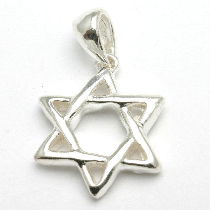 Sterling Silver Jewish Star of David Pendant Woven 3D - JewelryJudaica