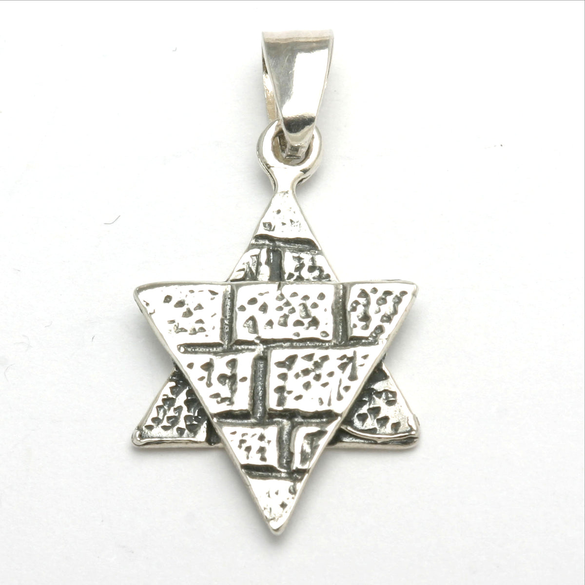 Sterling Silver Star of David Pendant Wailing Wall Motif - JewelryJudaica
