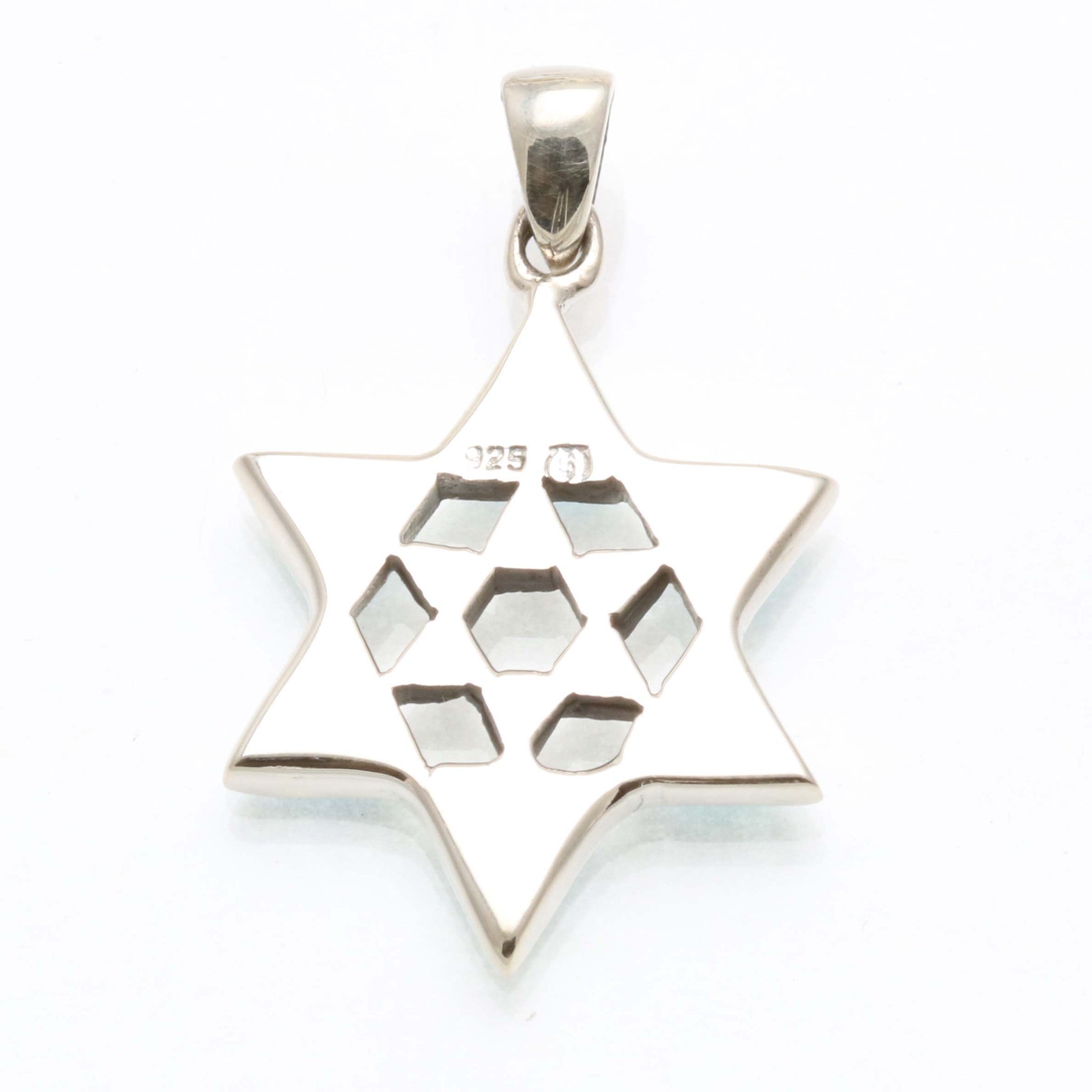 Sterling Silver Opalite Double Jewish Star of David Pendant - JewelryJudaica