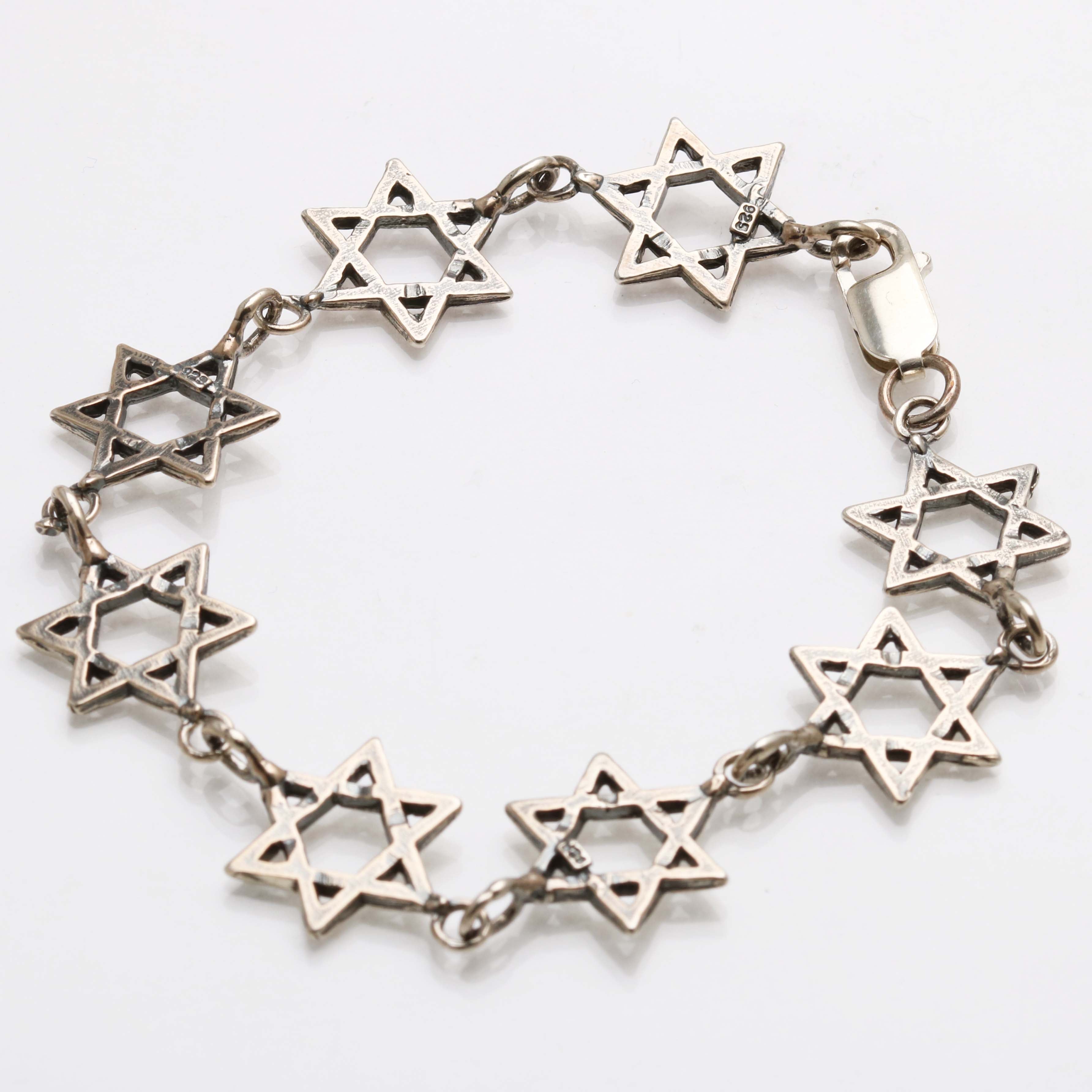 Sterling Silver Star of David Link Bracelet - JewelryJudaica