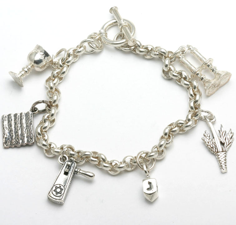 Sterling Silver Holiday Charm Bracelet - JewelryJudaica