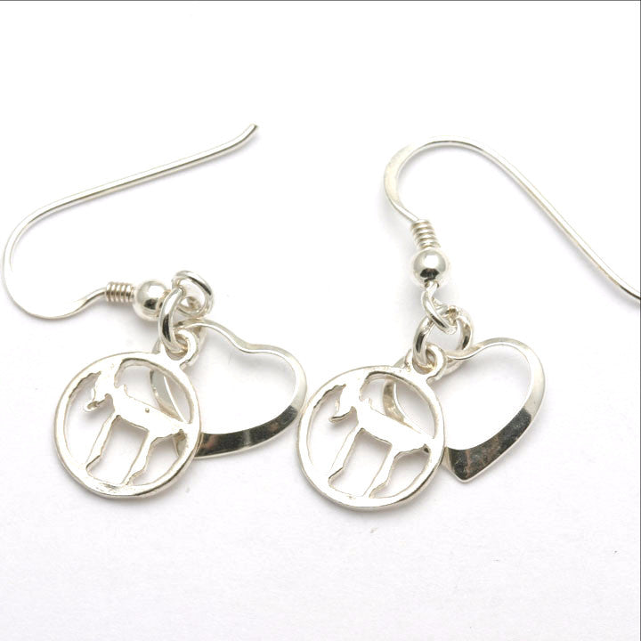 Sterling Silver Chai Encircled Heart Dangle Earrings - JewelryJudaica