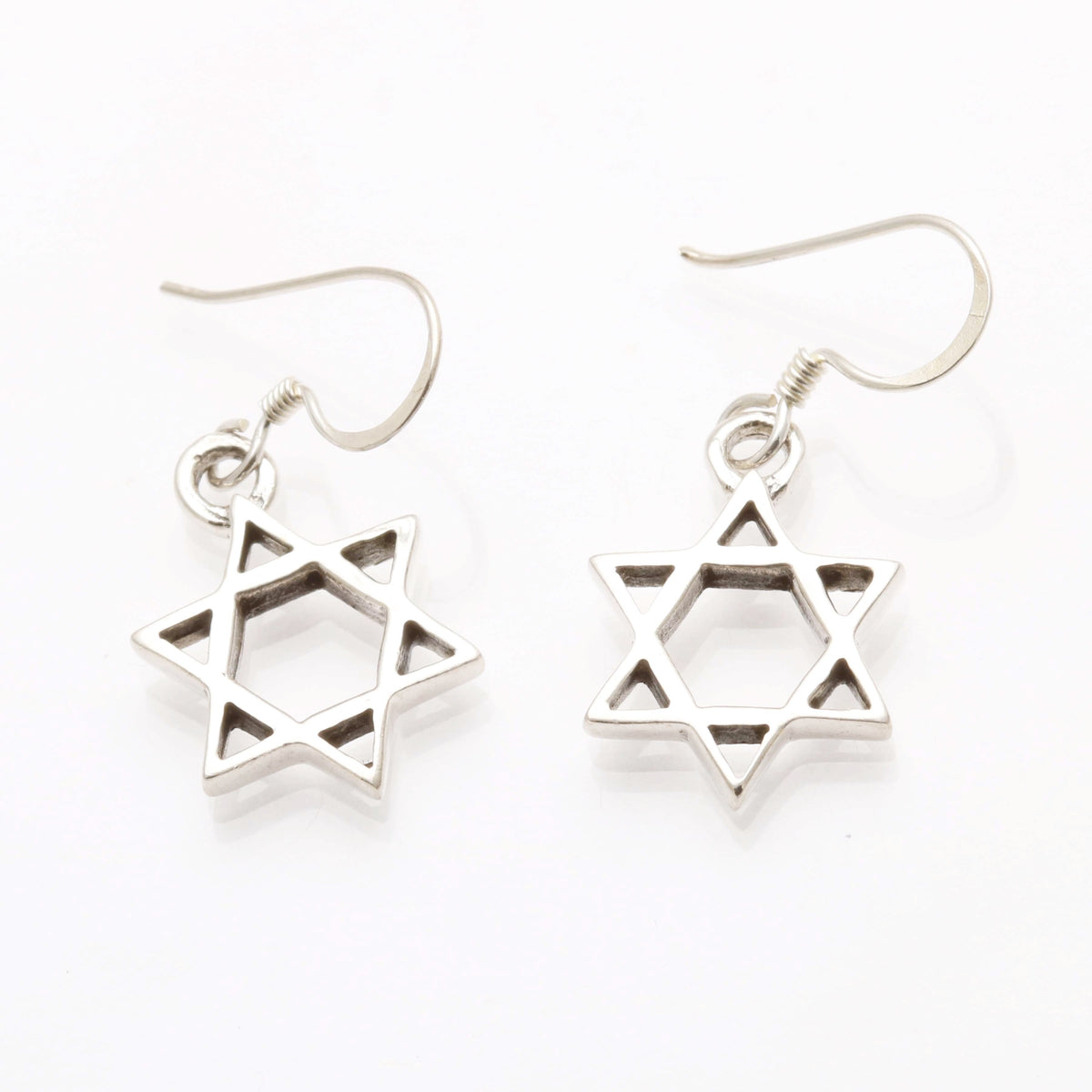 Sterling Silver Star of David Dangle Earrings Oxidized - JewelryJudaica