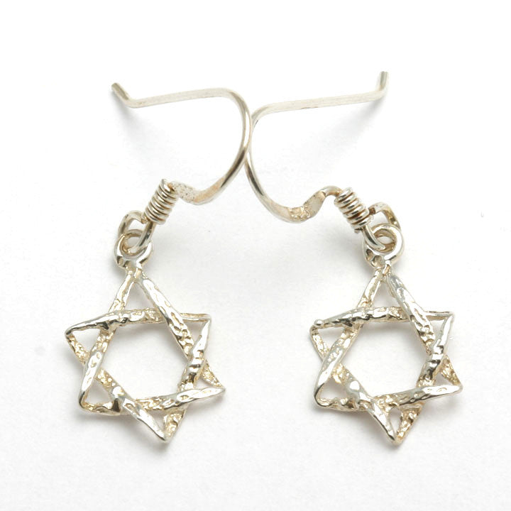 Sterling Silver Woven Star of David Dangle Earrings - JewelryJudaica