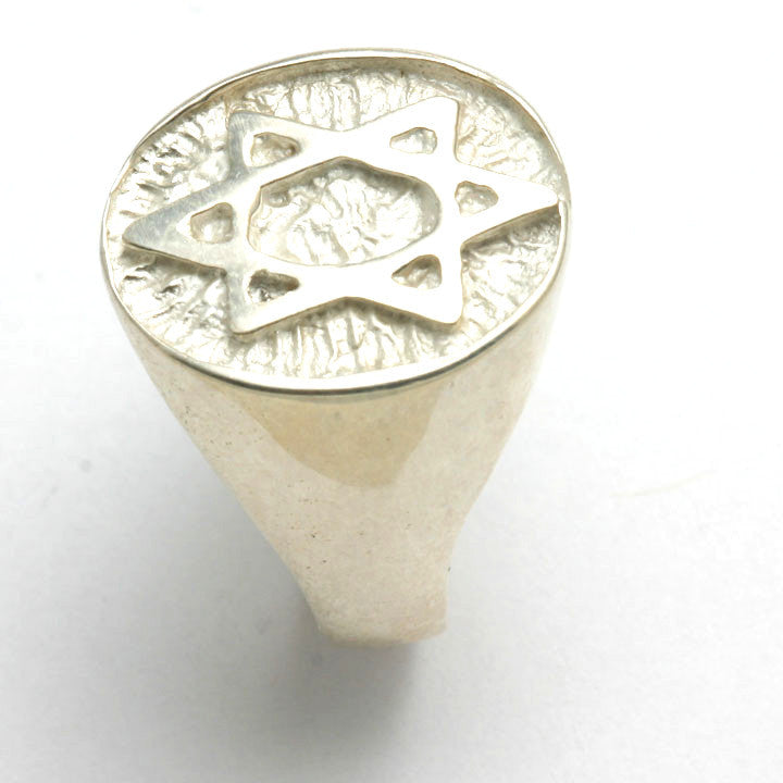 Sterling Silver Star of David Signet Ring Oval - JewelryJudaica