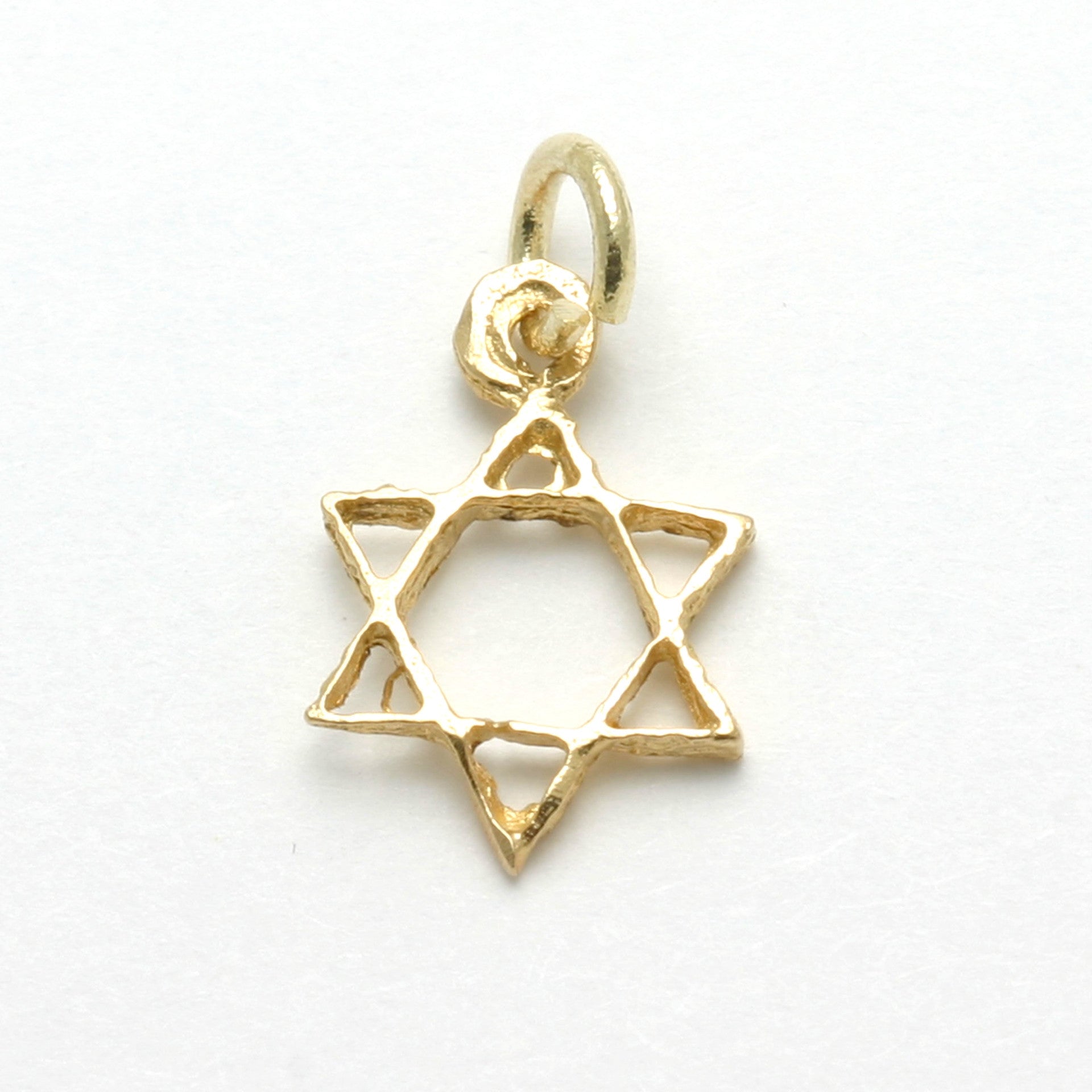 14K Yellow Gold Jewish Star of David Small Diamond Cut - JewelryJudaica