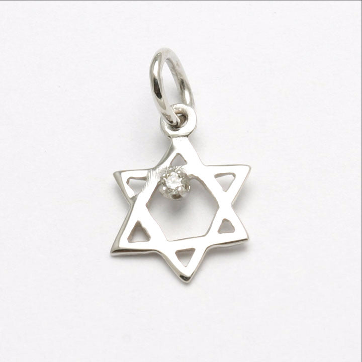 14k White Gold Diamond Star of David Pendant - JewelryJudaica