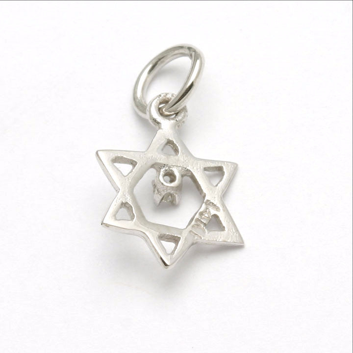 14k White Gold Diamond Star of David Pendant - JewelryJudaica
