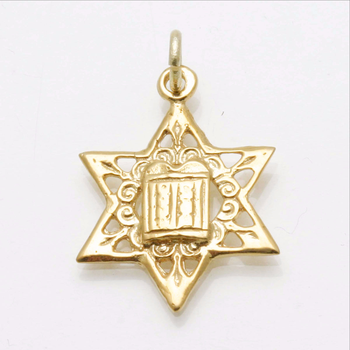14k Yellow gold Star of David 10 commandments Pendant - JewelryJudaica