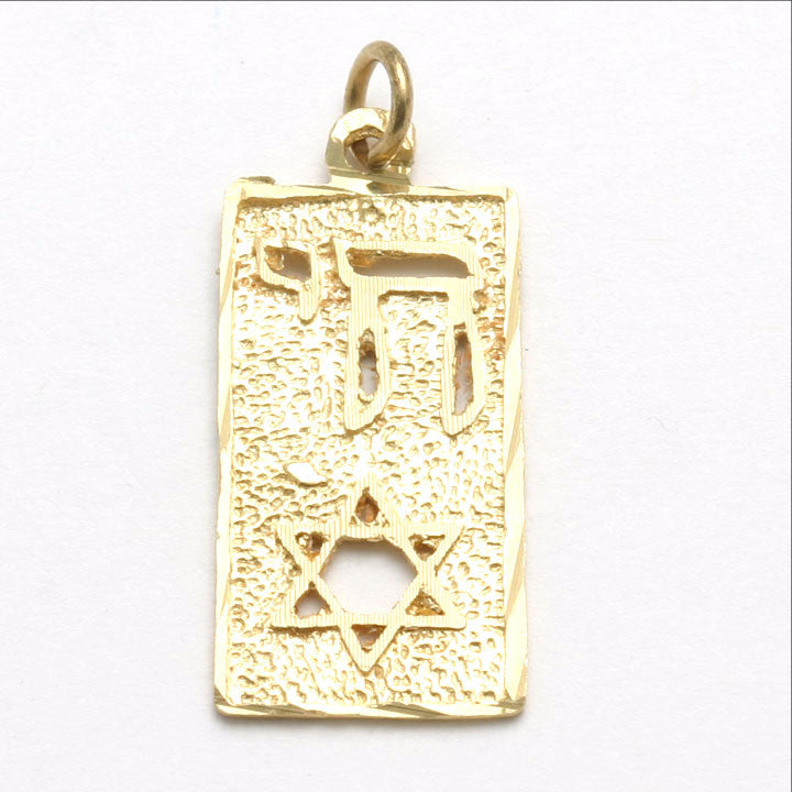 14k Yellow Gold Chai Star of David Pendant - JewelryJudaica