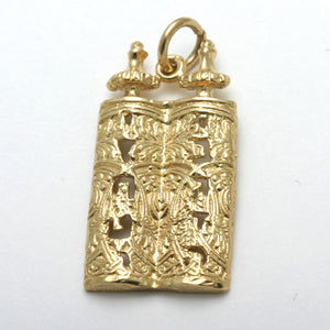 14k Yellow gold Torah Pendant 10 commandments - JewelryJudaica