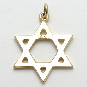 14k Yellow Gold Jewish Star of David Traditional Modern Solid - JewelryJudaica