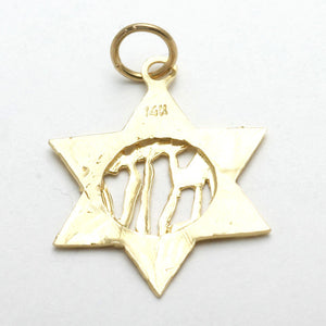 14k Yellow Gold Jewish Star of David Pendant Israel - JewelryJudaica