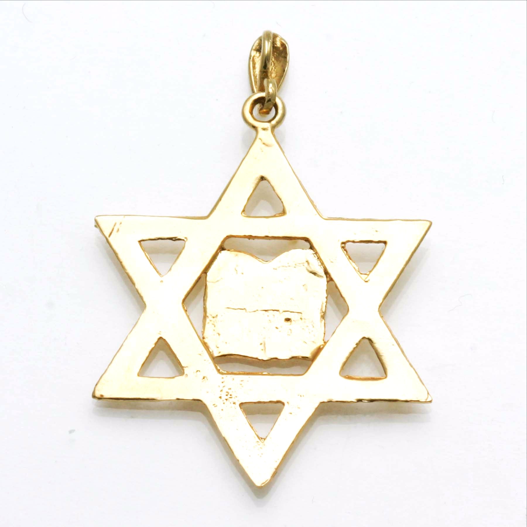 14k Yellow Gold Large Star of David 10 commandments Pendant - JewelryJudaica