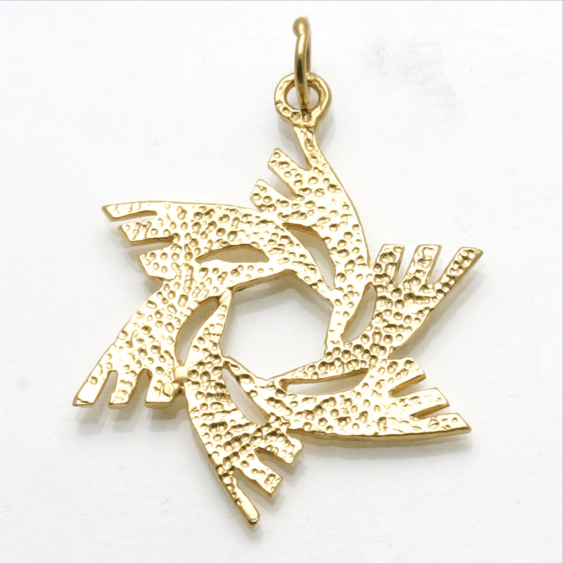 14k Yellow Gold Olive Branch Star of David Pendant Large - JewelryJudaica