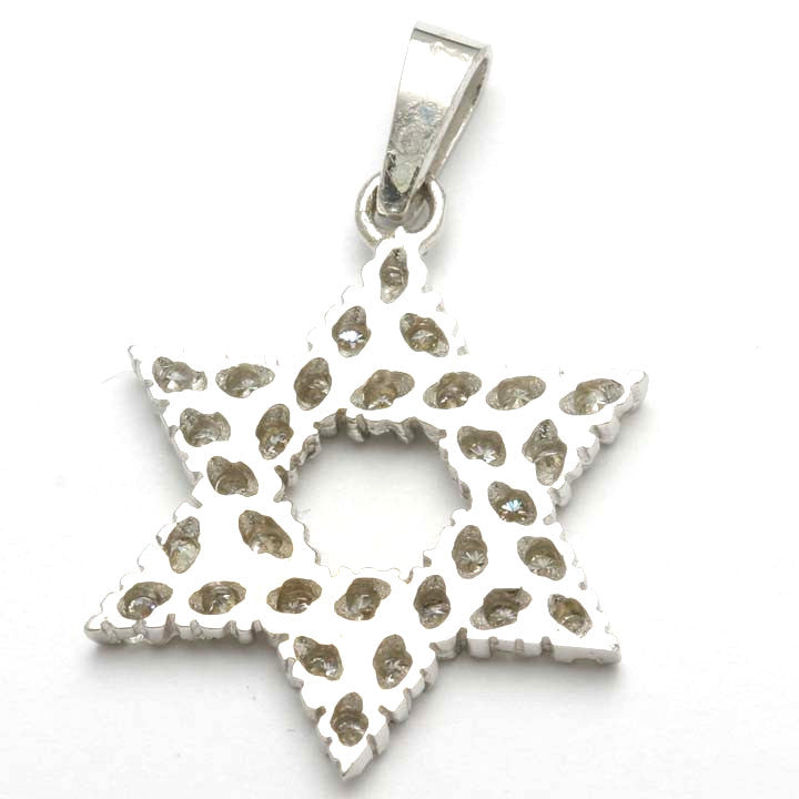 14k White Gold Diamond Star of David Pendant Large - JewelryJudaica