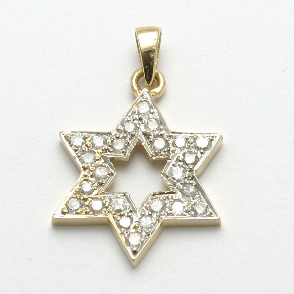 14k Yellow Gold Diamond Jewish Star of David Pendant 0.40 Carats - JewelryJudaica
