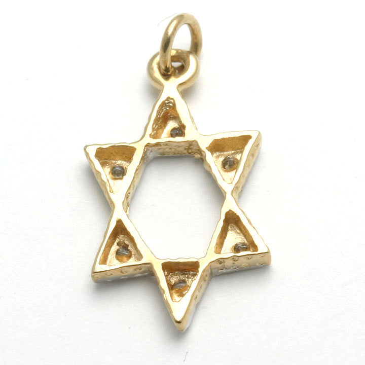 14k Yellow and White Gold Diamond Star of David Pendant - JewelryJudaica