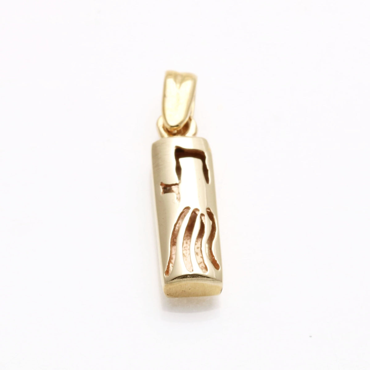 14k yellow gold Mezuzah Chai Pendant Small - JewelryJudaica