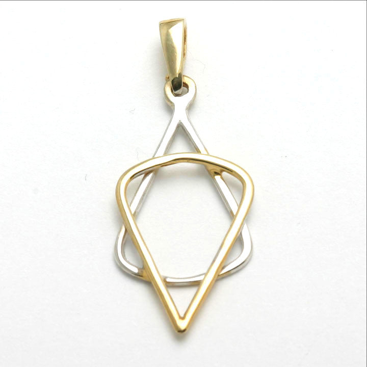 14k Yellow and White gold Jewish Star of David Pendant Modern - JewelryJudaica