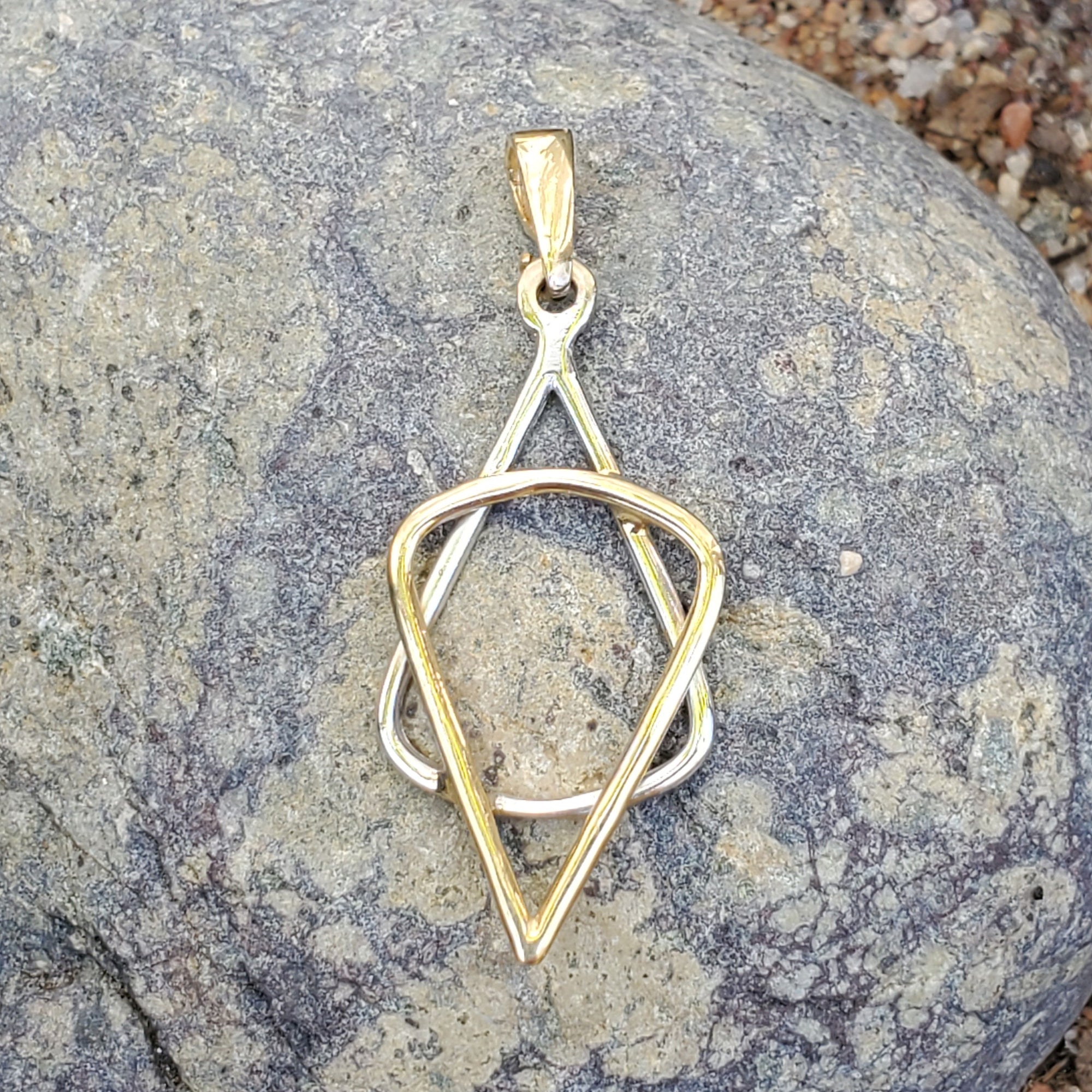14k Yellow and White gold Jewish Star of David Pendant Modern