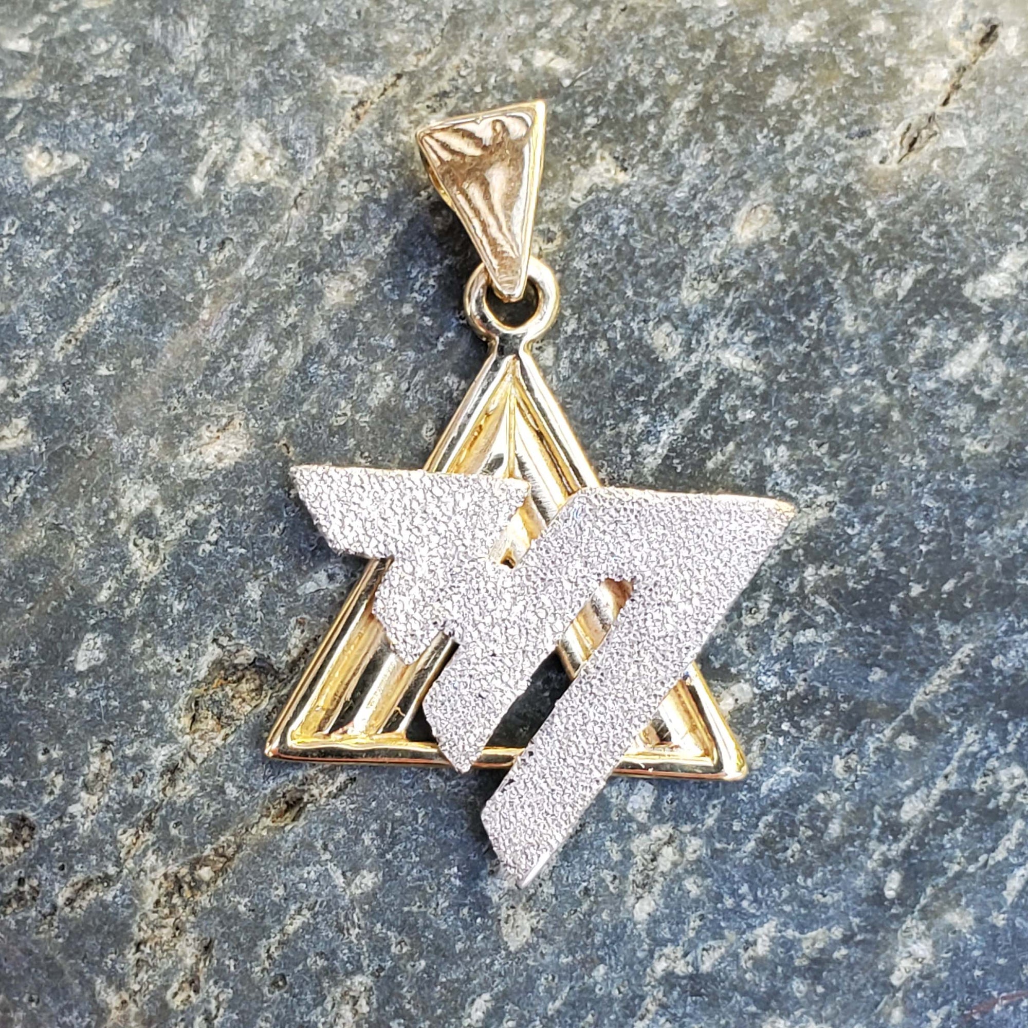 14k Yellow & White Gold Chai and Star of David Pendant