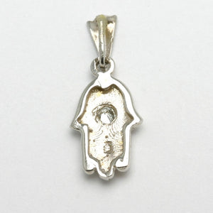 14k White Gold Hamsa Diamond Pendant - JewelryJudaica