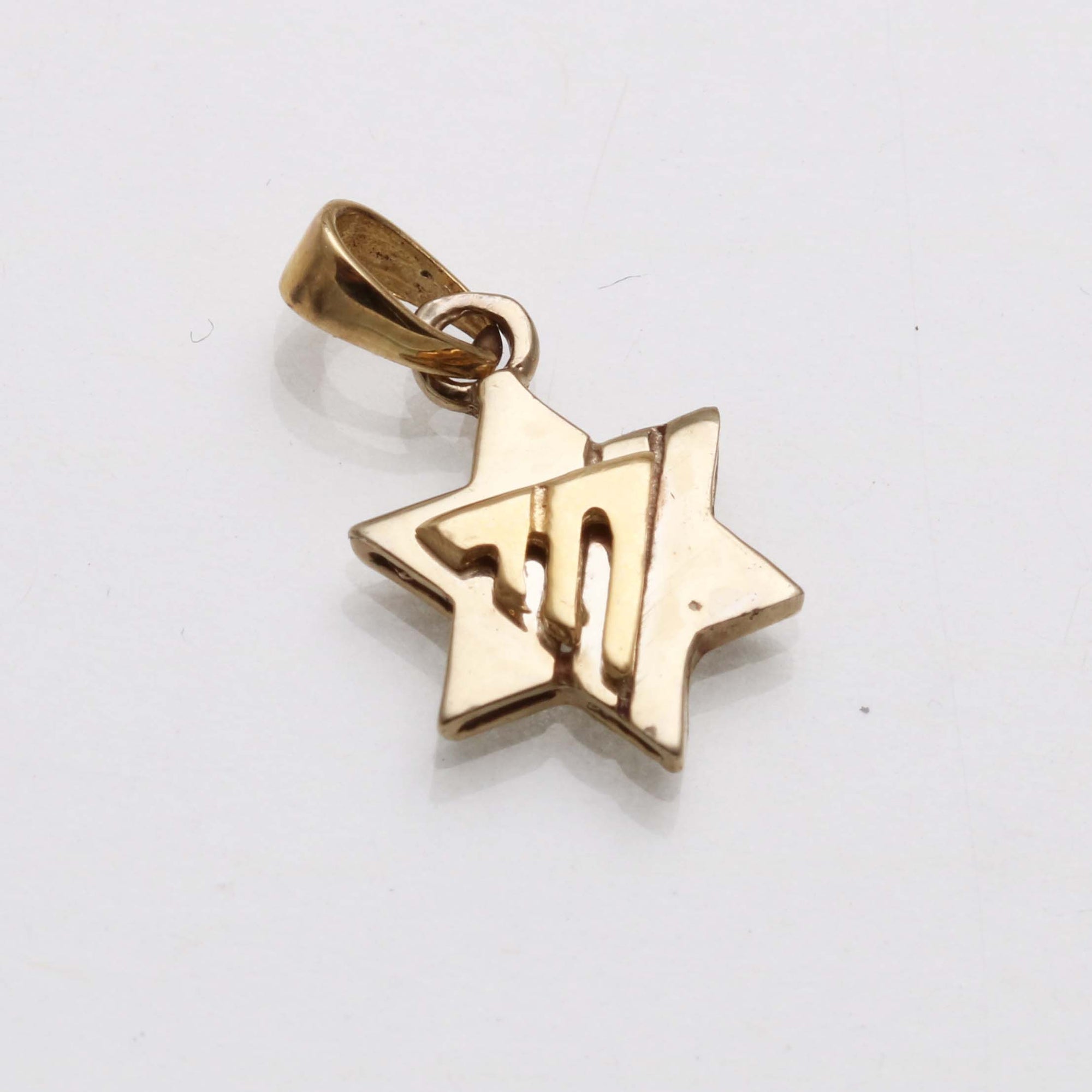 14k Star of David Chai Pendant Small yellow white gold