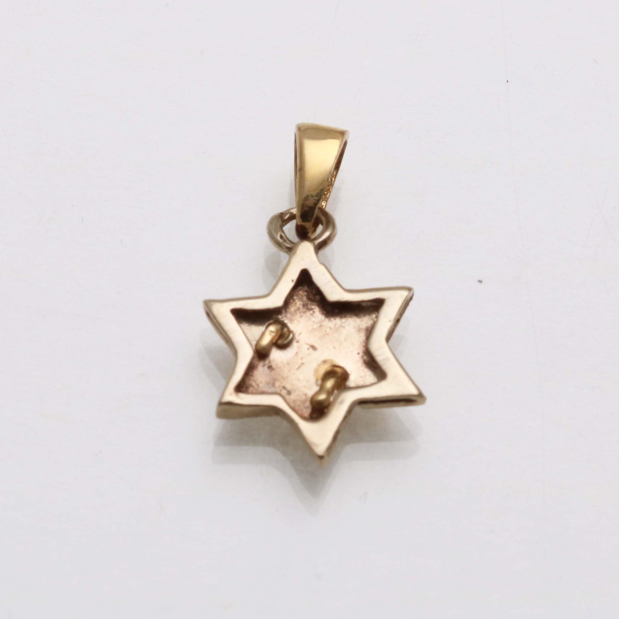 14k Star of David Chai Pendant Small yellow white gold