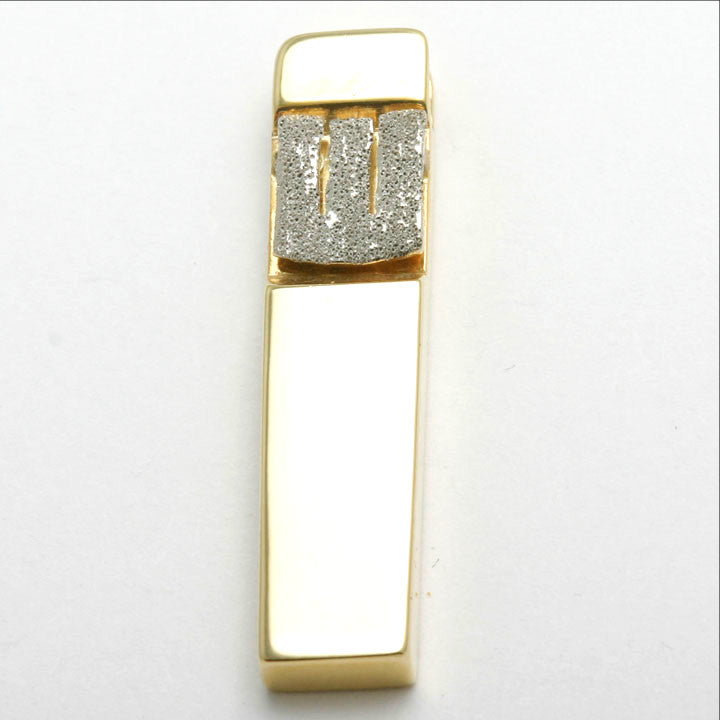 14k Yellow & White gold Mezuzah Pendant Shin Large - JewelryJudaica