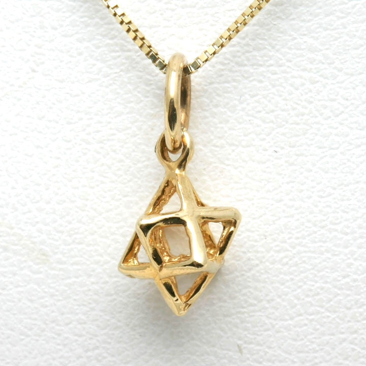 14k Yellow Gold Jewish Star of David Pendant Merkava Small - JewelryJudaica