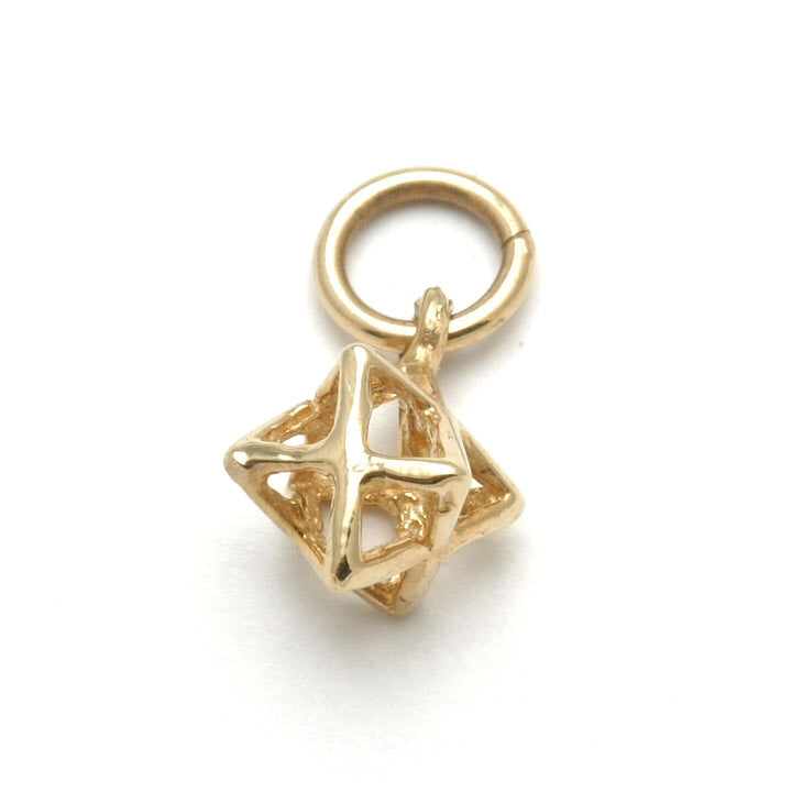 14k Yellow Gold Jewish Star of David Pendant Merkava Small - JewelryJudaica