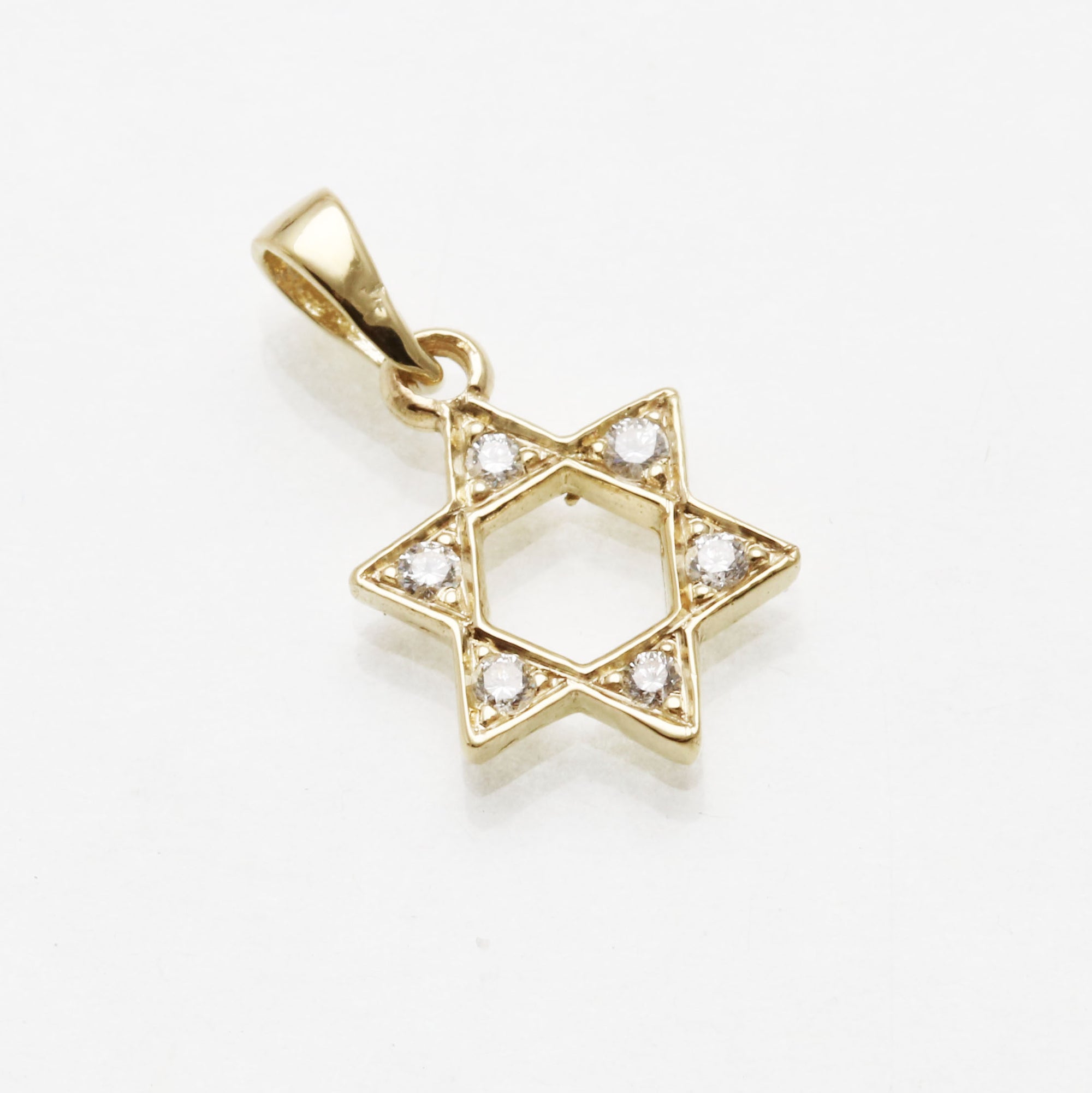 14k Yellow Gold Diamond Jewish Star of David Pendant