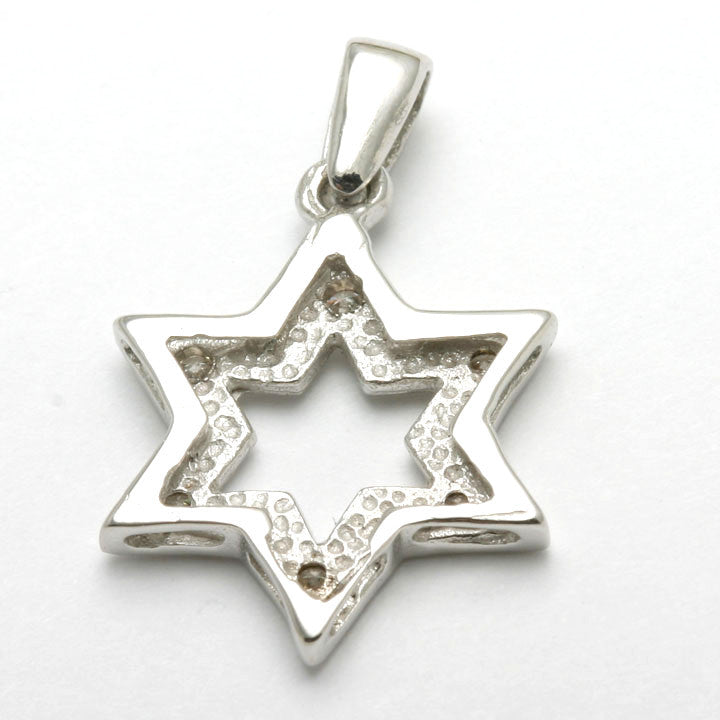 14k White Gold Diamond Jewish Star of David Pendant - JewelryJudaica