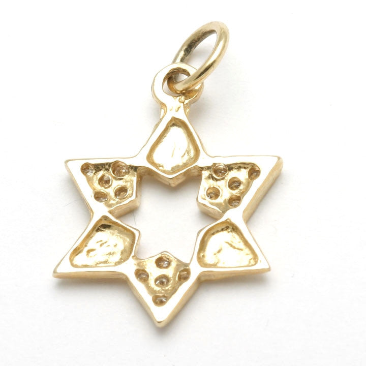 14k Yellow Gold Diamond Star of David Pendant - JewelryJudaica