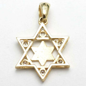 14k Yellow Gold Diamond Star of David Pendant Bezel - JewelryJudaica